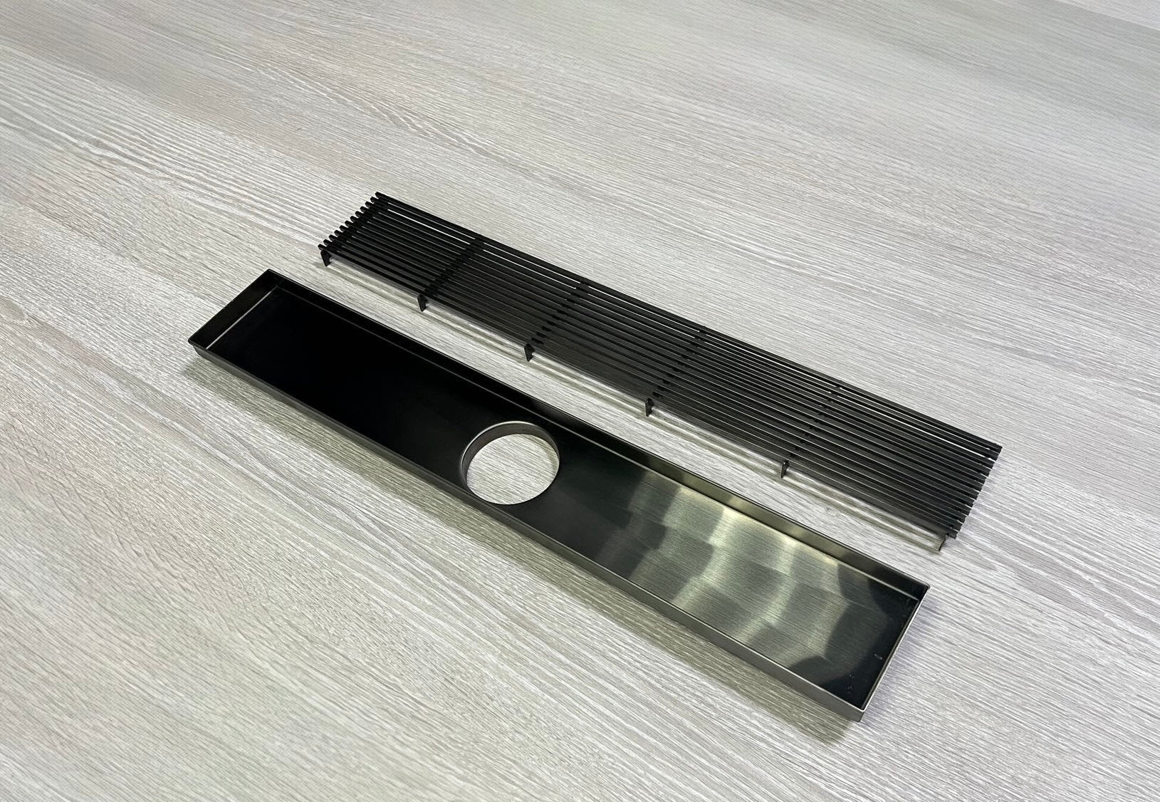 Long Linear Grill Floor Waste Gun Metal