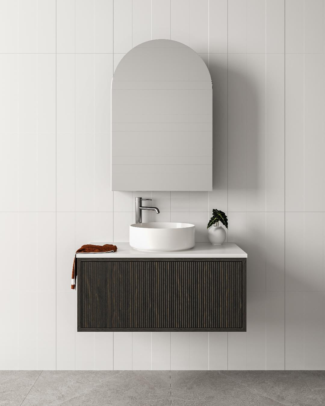 Modern vanity with storage drawer