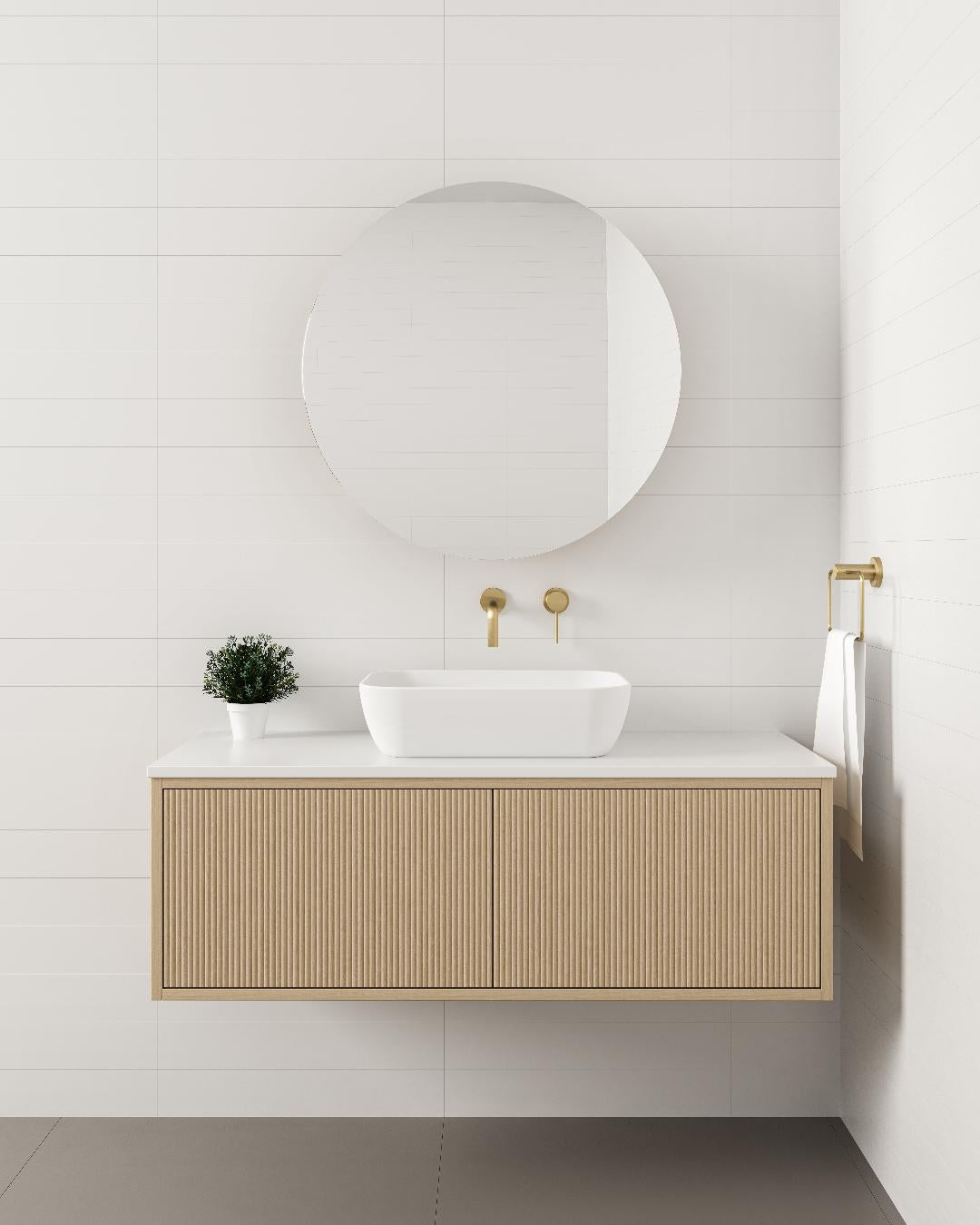 Natalia vanity for bathroom with round mirror