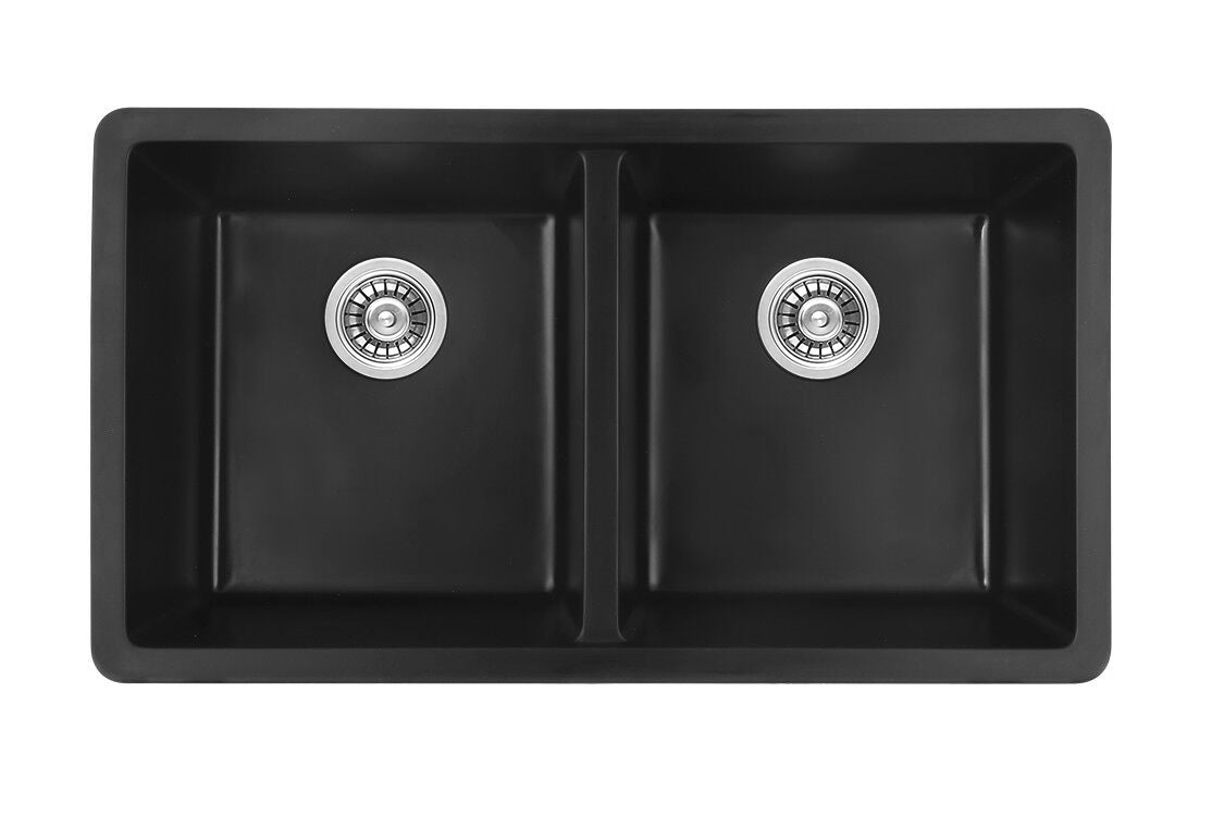 Black Granite 830mm Double Bowl Sink - Broadway Bathroomware