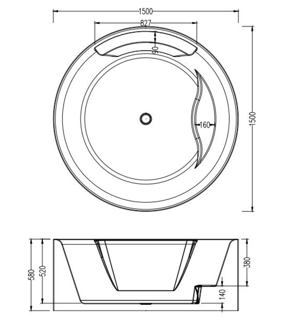 FS18 1500mm Round Bath