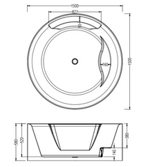 FS18 1500mm Round Bath