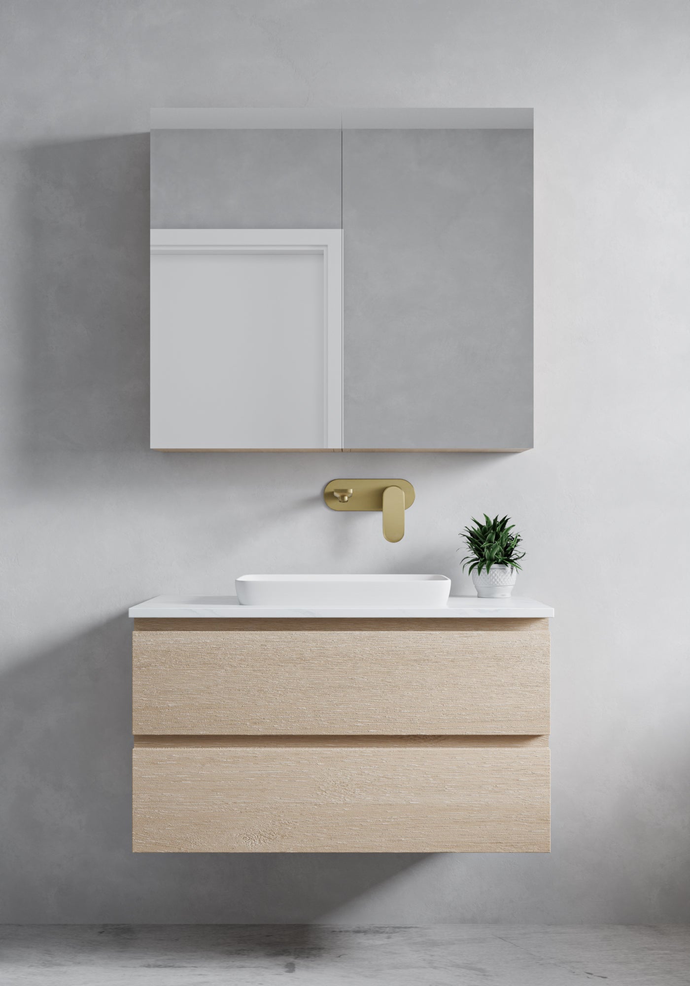 Nova Drawer Vanity with golden color tap