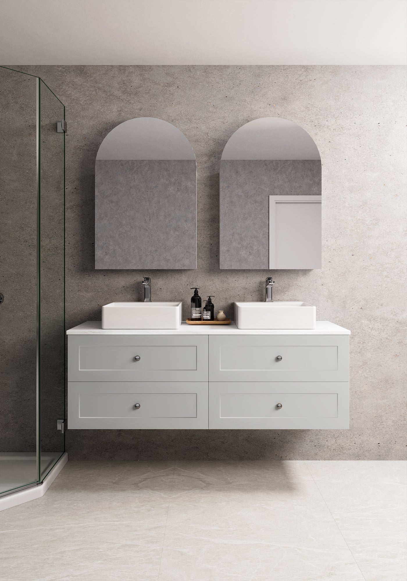 Spacious Veritas Drawer Vanity with dual mirrors